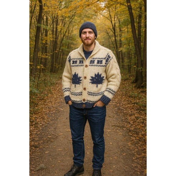 Kanata Other - Vintage Kanata Cowichan Knit Button Up Sweater Canada